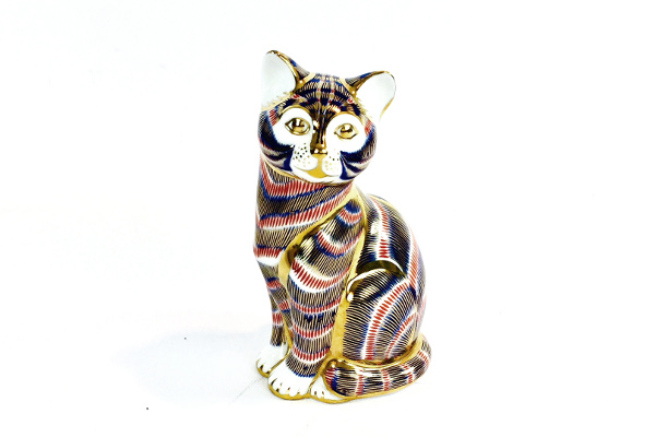 Kattfigurin - Royal Crown Derby Cat English Bone China figurin