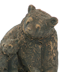 Björn - Skulptur Harry Tilgmans keramik hona & unge detalj ansikten
