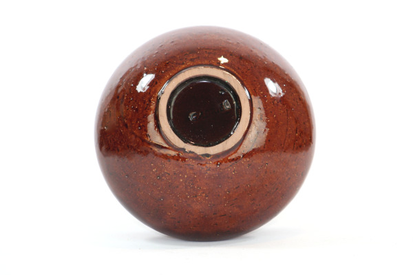 Keramikskål - Gabriel keramik högblank rödbrun glasyr undersida