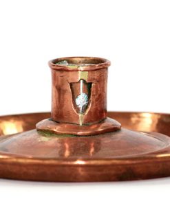 Ljusplat antik koppar slaglodning - Kopparljusstake 1800-tal detalj lodning
