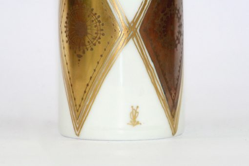 Bilden visar Bjørn Wiinblad stor vas Quatre Couleurs guld Rosenthal detalj fot