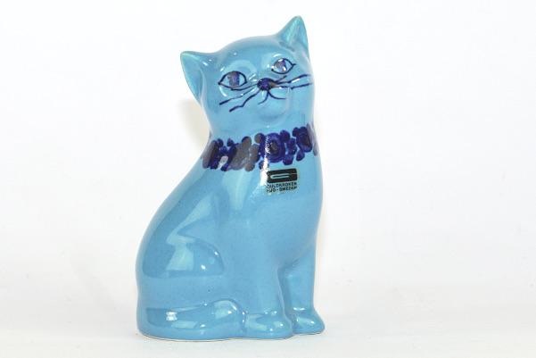 Bilden visar Märta Grunditz blå katt design för Guldkroken Hjo