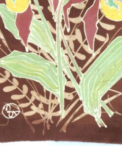 Bilden visar Retro bonad batik orkidé – Gucksko Cypripedium signatur