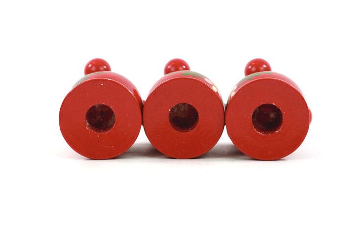 Klotljusstake – Tre röda med kurbitsblomma insida