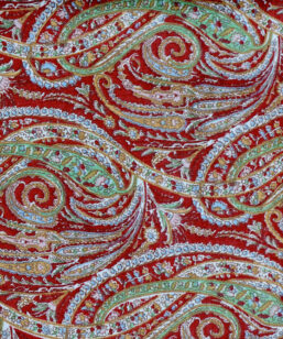 Bilden visar Paisley - Retrotyg tryckt paisley-mönster på bomullstyg detalj